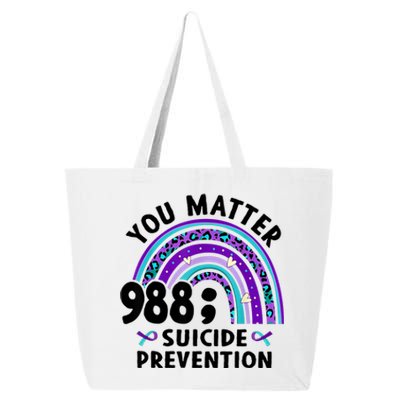 Rainbow You Matter 988 Suicide Prevention Awareness Ribbon 25L Jumbo Tote