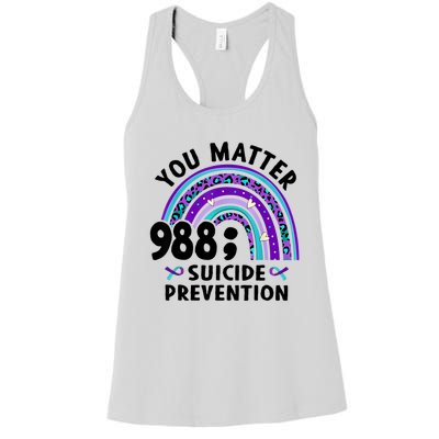 Rainbow You Matter 988 Suicide Prevention Awareness Ribbon Women's Racerback Tank