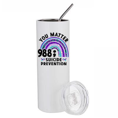 Rainbow You Matter 988 Suicide Prevention Awareness Ribbon Stainless Steel Tumbler