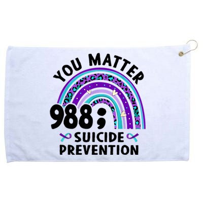 Rainbow You Matter 988 Suicide Prevention Awareness Ribbon Grommeted Golf Towel