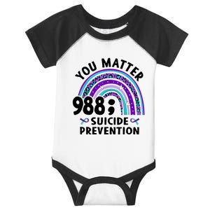 Rainbow You Matter 988 Suicide Prevention Awareness Ribbon Infant Baby Jersey Bodysuit