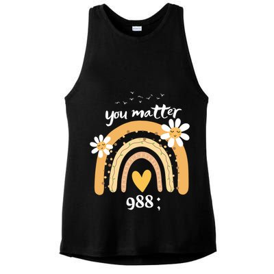 Rainbow You Matter 988 Suicide Prevention Awareness Ribbon Gift Ladies PosiCharge Tri-Blend Wicking Tank