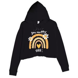 Rainbow You Matter 988 Suicide Prevention Awareness Ribbon Gift Crop Fleece Hoodie