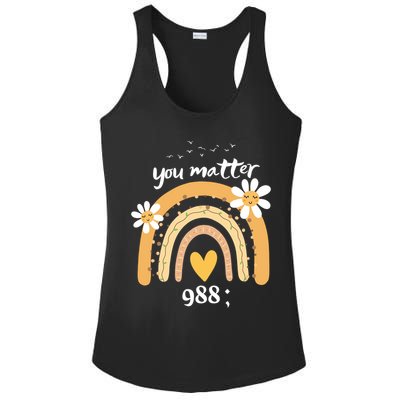 Rainbow You Matter 988 Suicide Prevention Awareness Ribbon Gift Ladies PosiCharge Competitor Racerback Tank