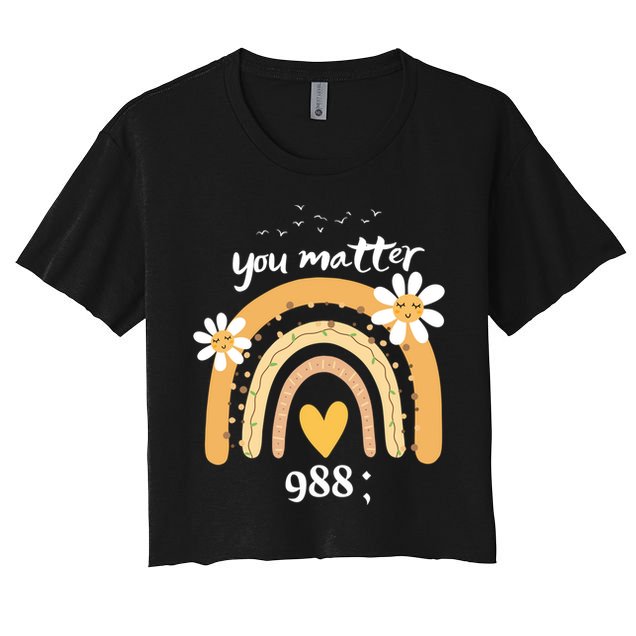 Rainbow You Matter 988 Suicide Prevention Awareness Ribbon Gift Crop Top