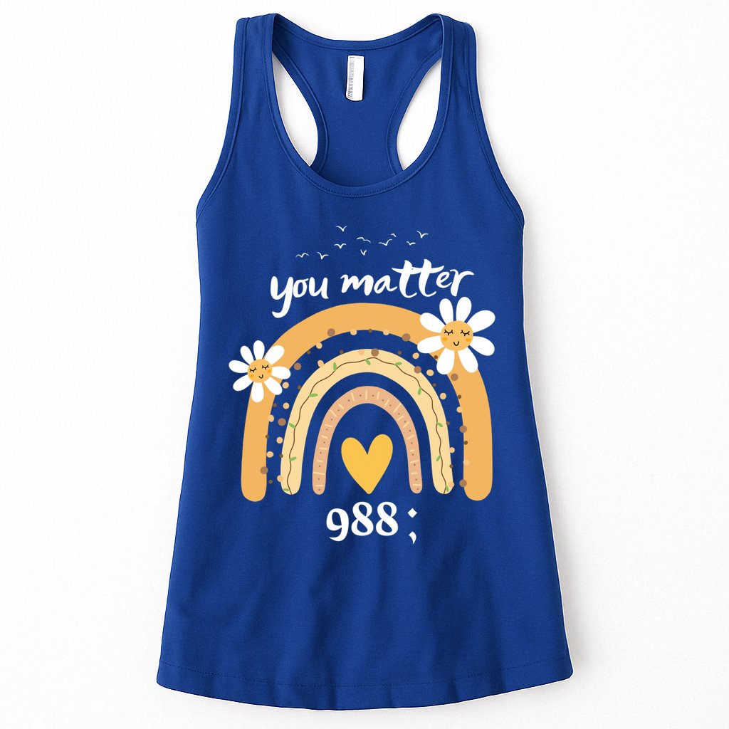 Rainbow You Matter 988 Suicide Prevention Awareness Ribbon Gift Womens Tank Top