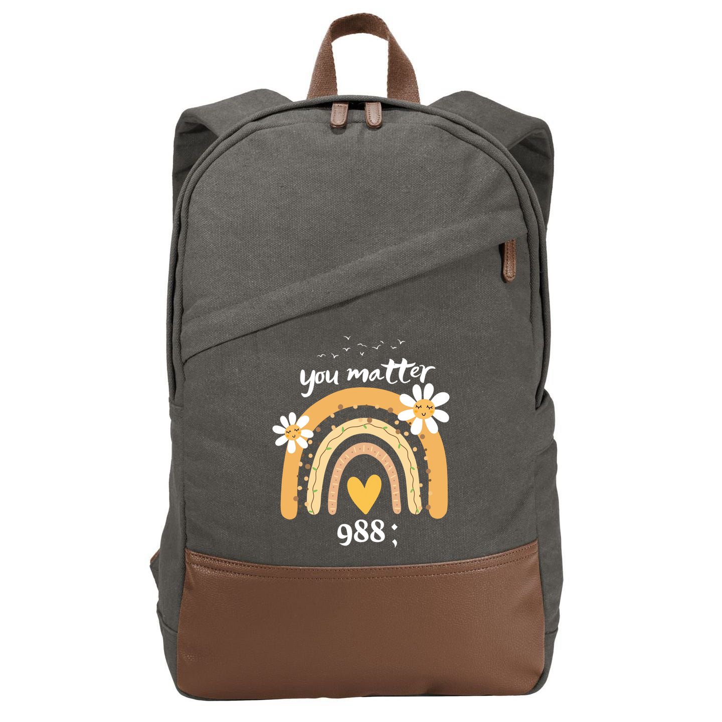 Rainbow You Matter 988 Suicide Prevention Awareness Ribbon Gift Cotton Canvas Backpack