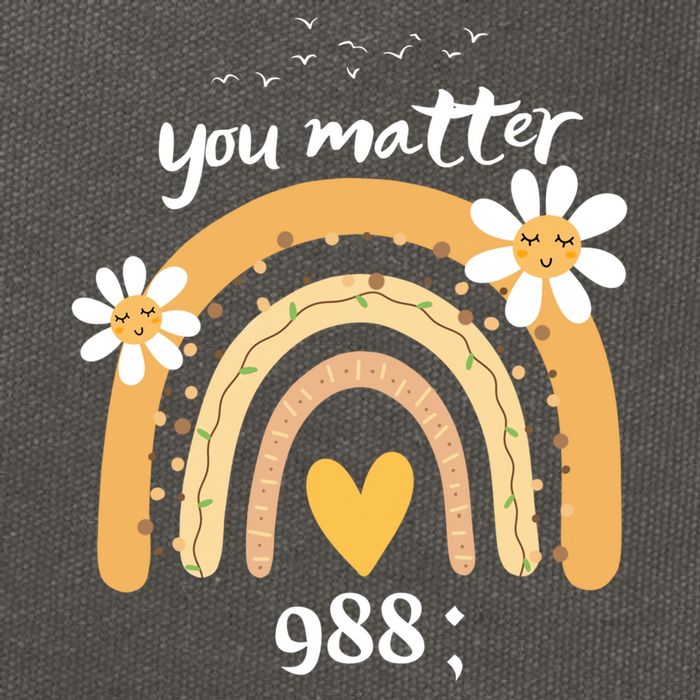 Rainbow You Matter 988 Suicide Prevention Awareness Ribbon Gift Cotton Canvas Backpack