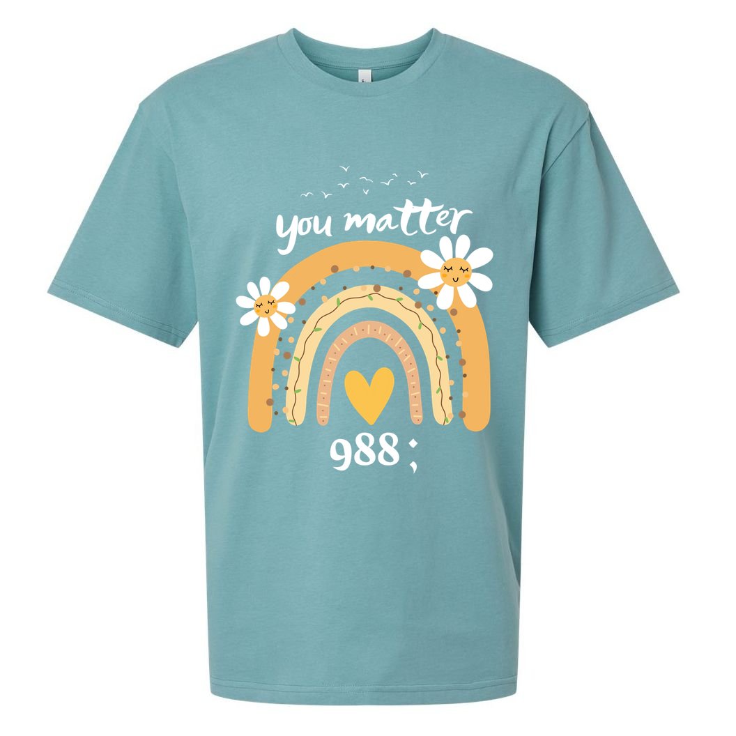 Rainbow You Matter 988 Suicide Prevention Awareness Ribbon Gift Sueded Cloud Jersey T-Shirt