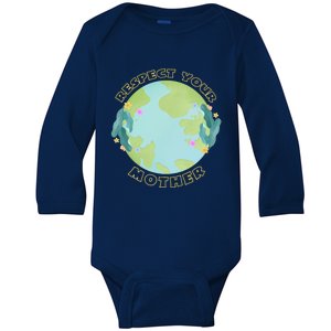 Respect Your Mother Earth Yellow Cool Gift Baby Long Sleeve Bodysuit