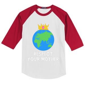 RESPECT YOUR MOTHER Earth Day Every Day Gifts 2 Kids Colorblock Raglan Jersey