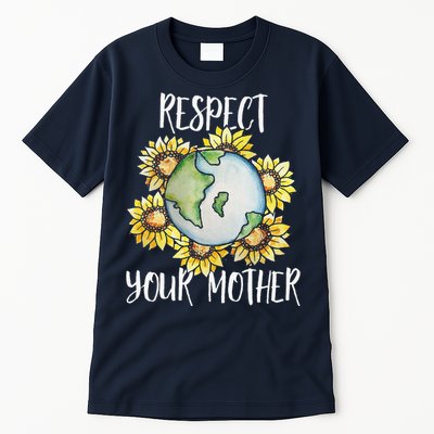 Respect Your Mother Earth Day Floral Sunflower Earth Tall T-Shirt