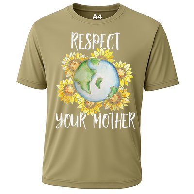 Respect Your Mother Earth Day Floral Sunflower Earth Cooling Performance Crew T-Shirt