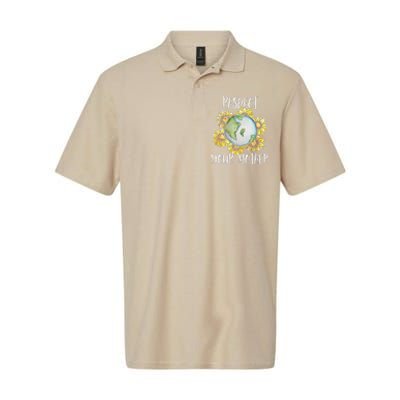 Respect Your Mother Earth Day Floral Sunflower Earth Softstyle Adult Sport Polo