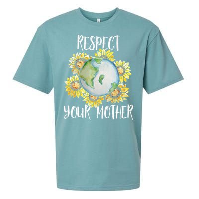 Respect Your Mother Earth Day Floral Sunflower Earth Sueded Cloud Jersey T-Shirt