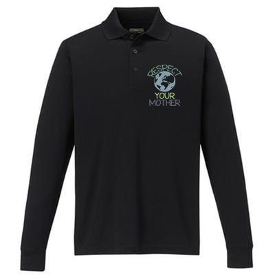 Respect Your Mother Earth Day Performance Long Sleeve Polo