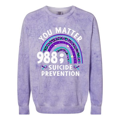 Rainbow You Matter 988 Suicide Prevention Awareness Ribbon Colorblast Crewneck Sweatshirt