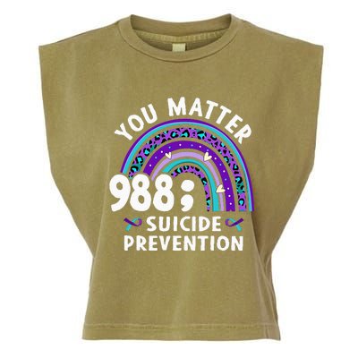 Rainbow You Matter 988 Suicide Prevention Awareness Ribbon Garment-Dyed Women's Muscle Tee