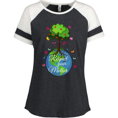 Respect Your Mother Earth Day Design Funny Gift Enza Ladies Jersey Colorblock Tee