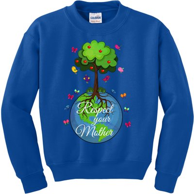 Respect Your Mother Earth Day Design Funny Gift Kids Sweatshirt