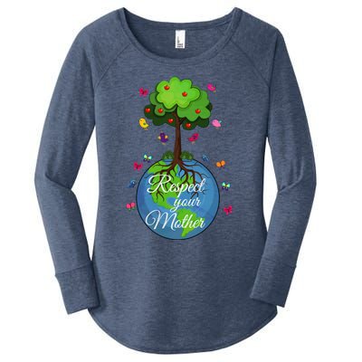 Respect Your Mother Earth Day Design Funny Gift Women's Perfect Tri Tunic Long Sleeve Shirt