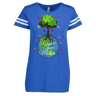 Respect Your Mother Earth Day Design Funny Gift Enza Ladies Jersey Football T-Shirt