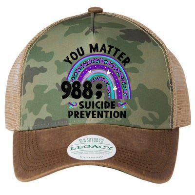 Rainbow You Matter 988 Suicide Prevention Awareness Ribbon Legacy Tie Dye Trucker Hat