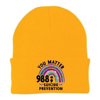 Rainbow You Matter 988 Suicide Prevention Awareness Ribbon Knit Cap Winter Beanie