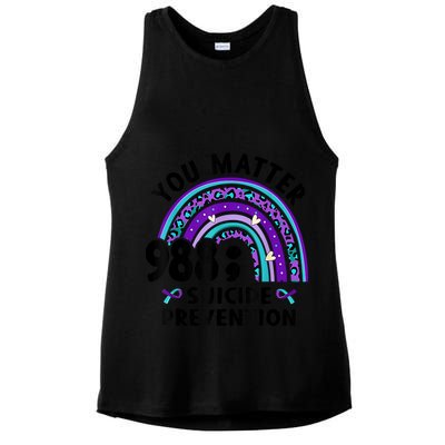 Rainbow You Matter 988 Suicide Prevention Awareness Ribbon Ladies PosiCharge Tri-Blend Wicking Tank