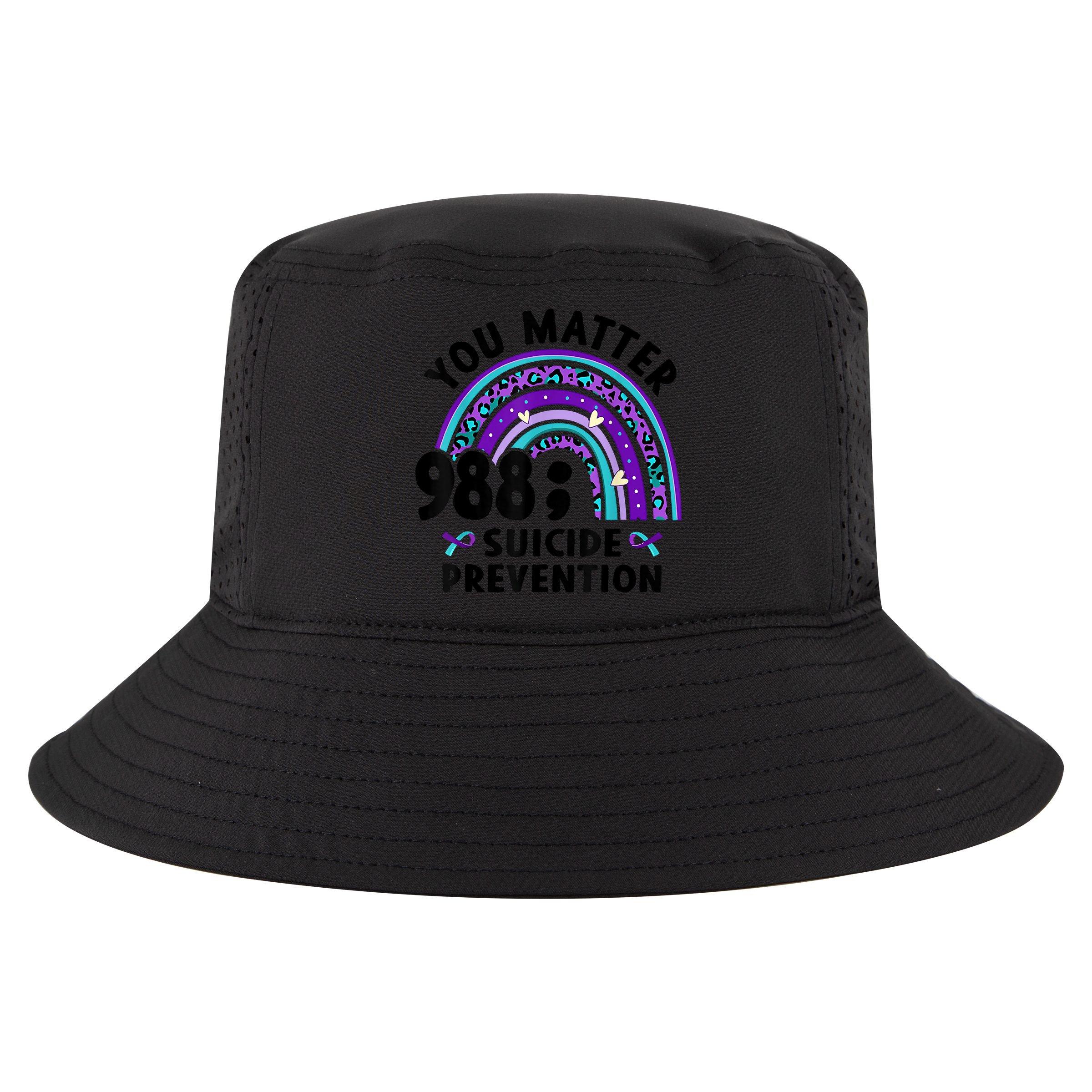 Rainbow You Matter 988 Suicide Prevention Awareness Ribbon Cool Comfort Performance Bucket Hat