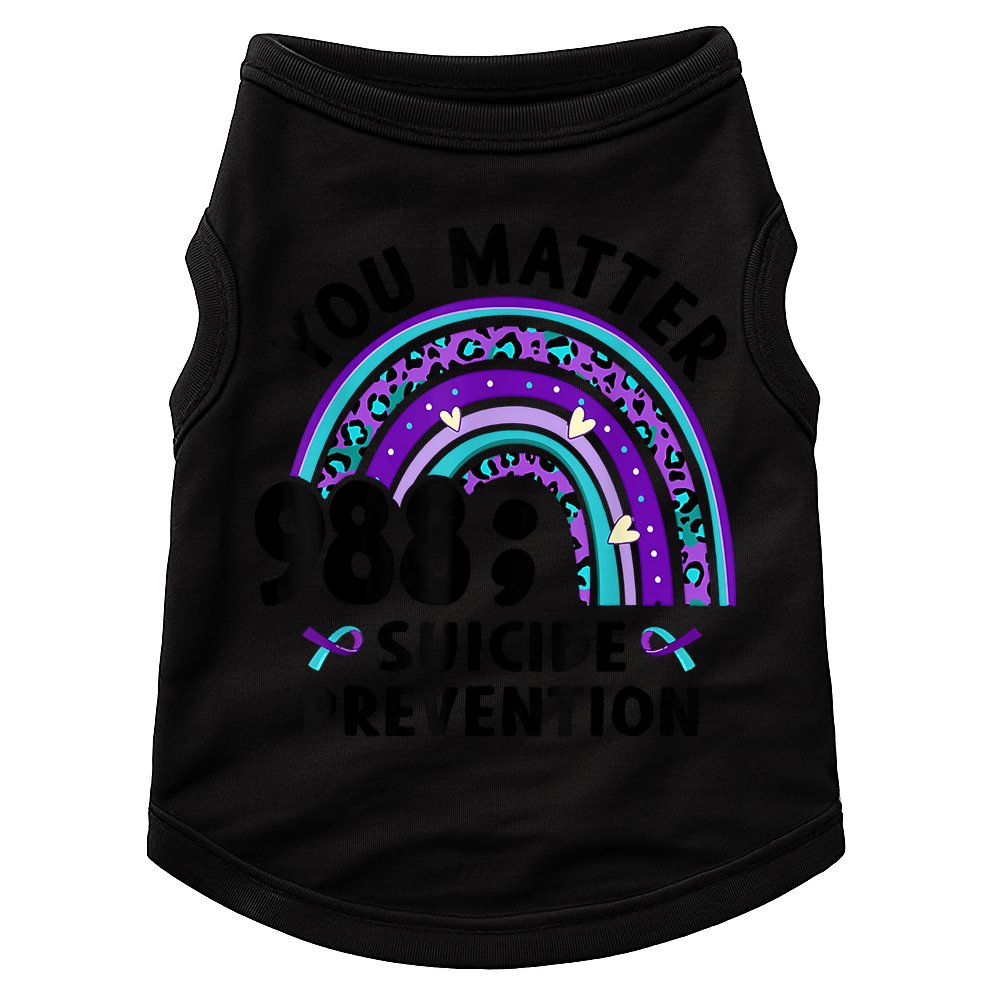 Rainbow You Matter 988 Suicide Prevention Awareness Ribbon Doggie Tank