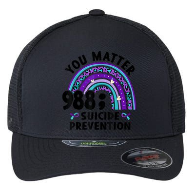 Rainbow You Matter 988 Suicide Prevention Awareness Ribbon Flexfit Unipanel Trucker Cap