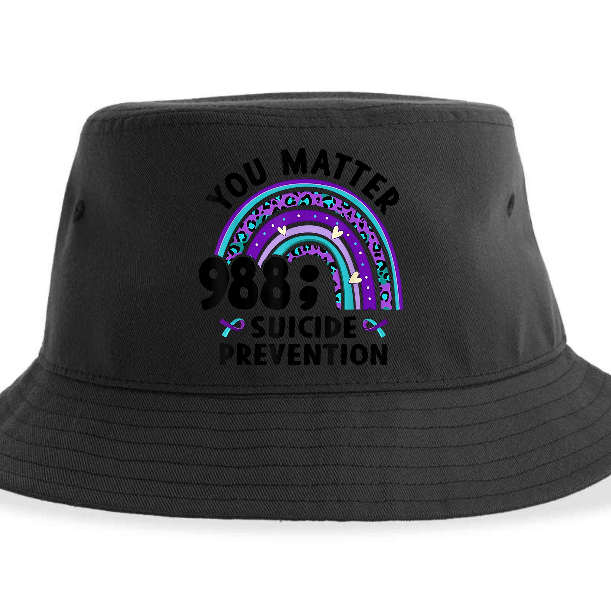 Rainbow You Matter 988 Suicide Prevention Awareness Ribbon Sustainable Bucket Hat