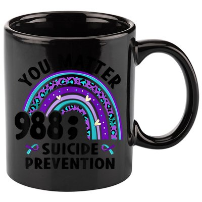 Rainbow You Matter 988 Suicide Prevention Awareness Ribbon 11oz C Handle Ceramic Mug