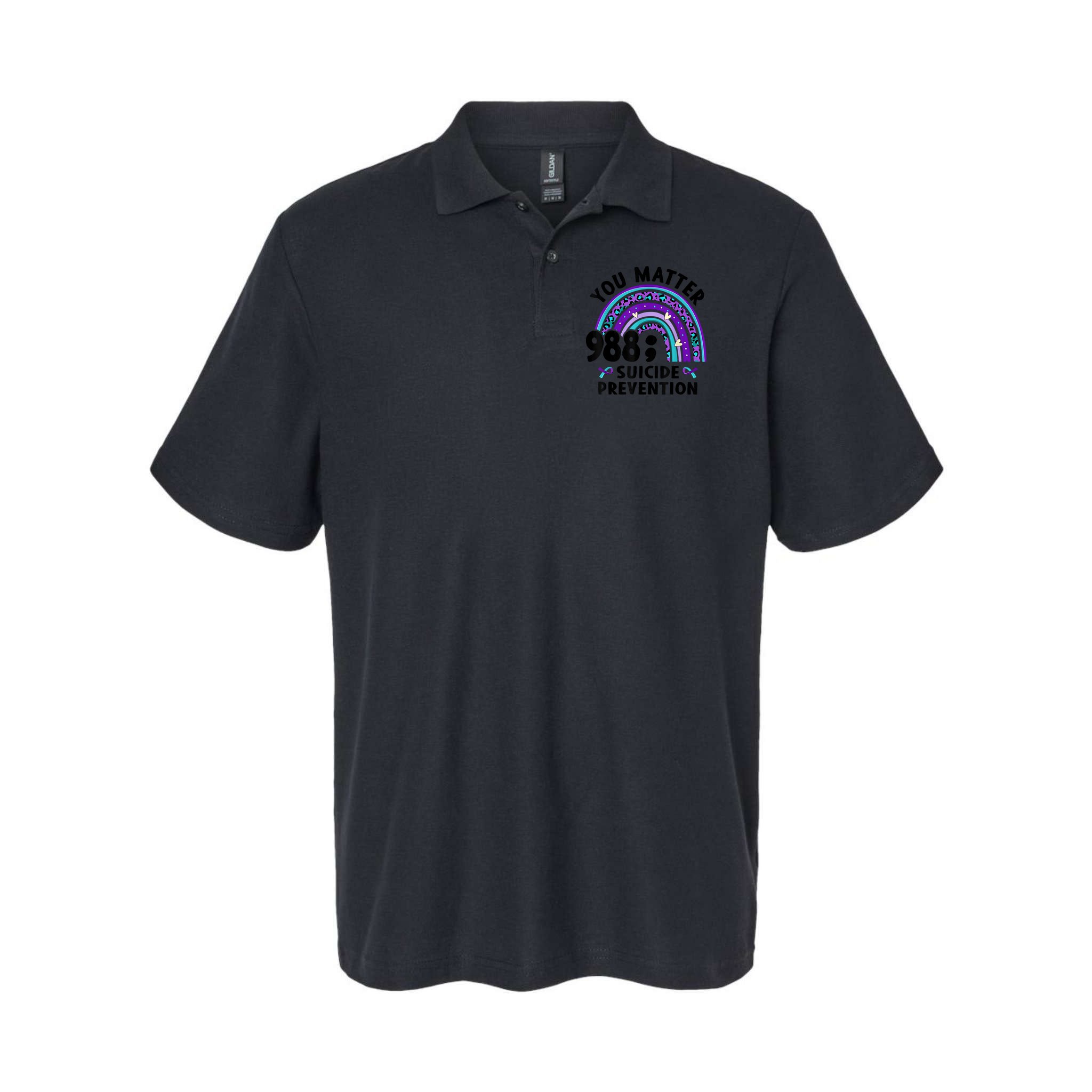 Rainbow You Matter 988 Suicide Prevention Awareness Ribbon Polo