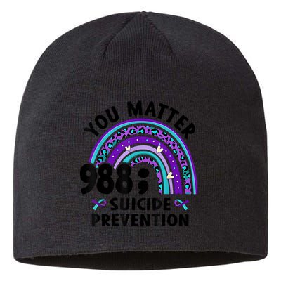 Rainbow You Matter 988 Suicide Prevention Awareness Ribbon Sustainable Beanie