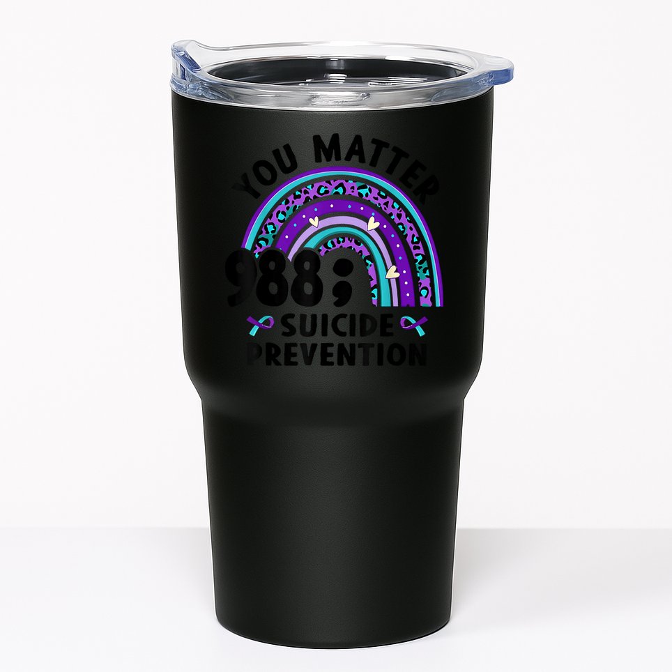 Rainbow You Matter 988 Suicide Prevention Awareness Ribbon Tumbler