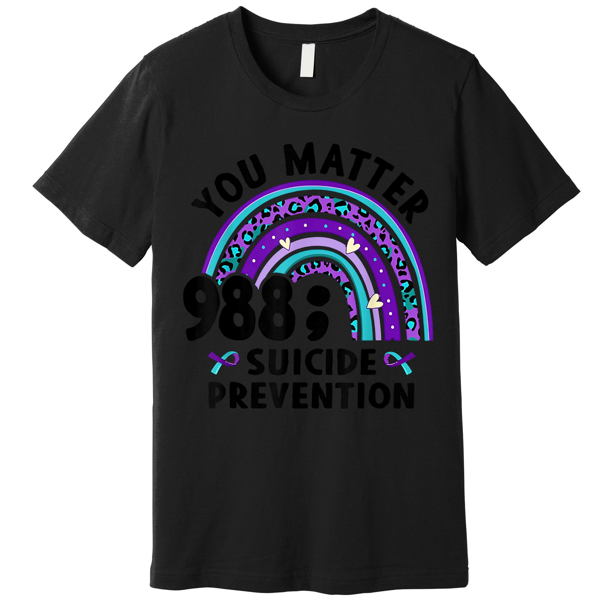 Rainbow You Matter 988 Suicide Prevention Awareness Ribbon Premium T-Shirt