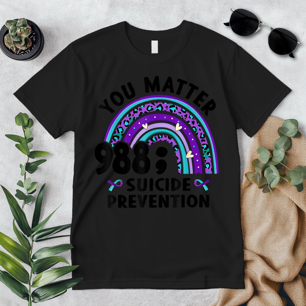 Rainbow You Matter 988 Suicide Prevention Awareness Ribbon Premium T-Shirt