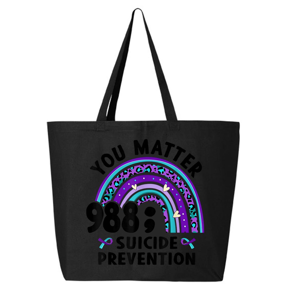 Rainbow You Matter 988 Suicide Prevention Awareness Ribbon 25L Jumbo Tote