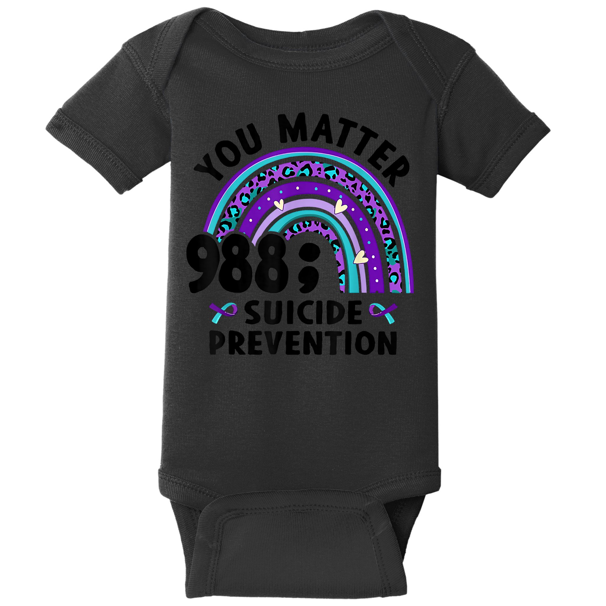 Rainbow You Matter 988 Suicide Prevention Awareness Ribbon Baby Bodysuit