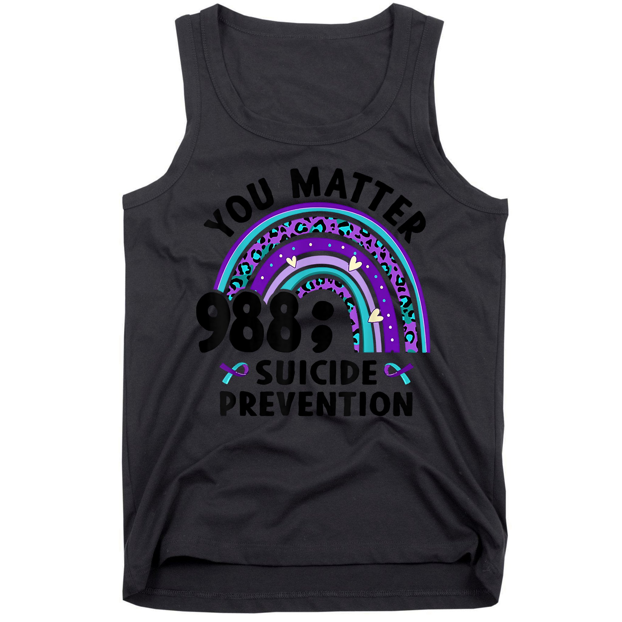 Rainbow You Matter 988 Suicide Prevention Awareness Ribbon Tank Top