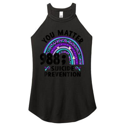 Rainbow You Matter 988 Suicide Prevention Awareness Ribbon Women's Perfect Tri Rocker Tank