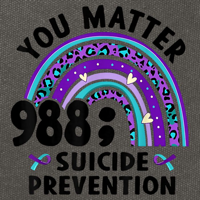 Rainbow You Matter 988 Suicide Prevention Awareness Ribbon Cotton Canvas Backpack