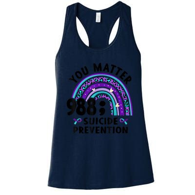 Rainbow You Matter 988 Suicide Prevention Awareness Ribbon Women's Racerback Tank