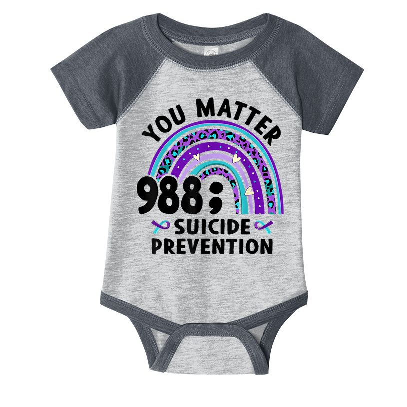 Rainbow You Matter 988 Suicide Prevention Awareness Ribbon Infant Baby Jersey Bodysuit