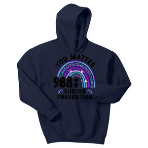 Rainbow You Matter 988 Suicide Prevention Awareness Ribbon Kids Hoodie