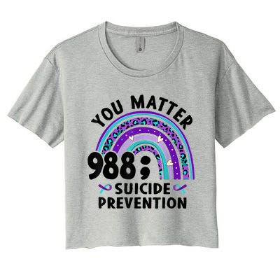 Rainbow You Matter 988 Suicide Prevention Awareness Ribbon Women's Crop Top Tee