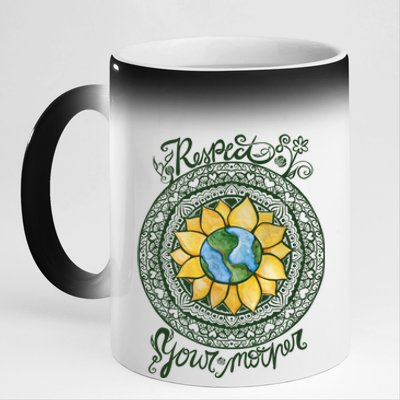 Respect Your Mother Earth Day Dala Gift 11oz Black Color Changing Mug