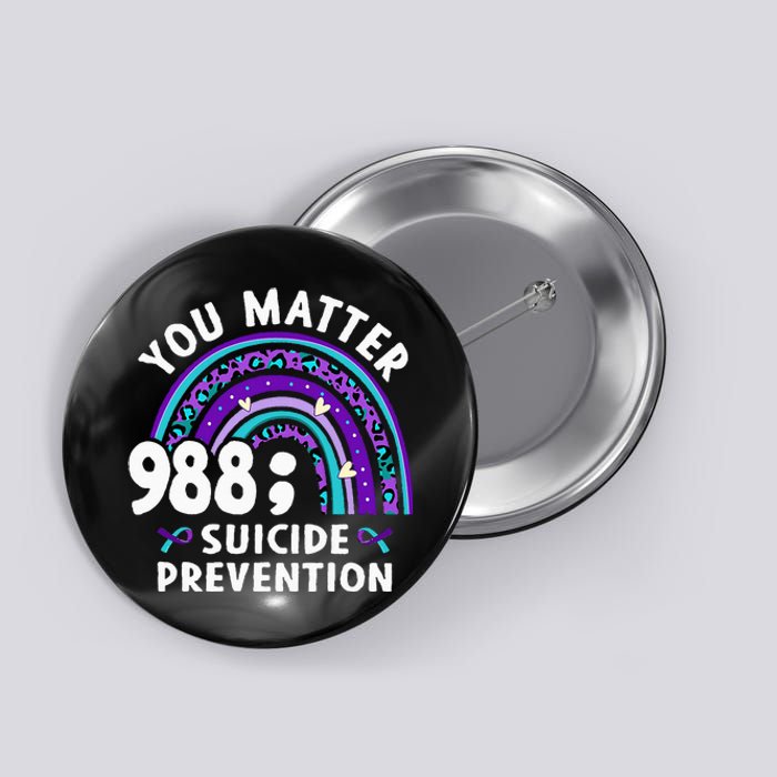 Rainbow You Matter 988 Suicide Prevention Awareness Ribbon Button